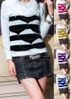Wholesale Women's Casual Cowl Neck Long Sleeve Striped Knit Sweater 1429# - Liuhuamall