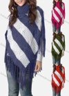 Wholesale Women's Casual Turtleneck Half Sleeve Scarf Hem Striped Knit Cape 2981# - Liuhuamall
