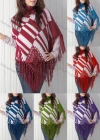 Wholesale Women's Casual Turtleneck Half Sleeve Scarf Hem Striped Knit Cape 2983# - Liuhuamall