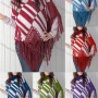 Wholesale Women's Casual Turtleneck Half Sleeve Scarf Hem Striped Knit Cape 2983# preview