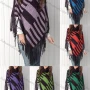 Wholesale Women's Casual Turtleneck Half Sleeve Scarf Hem Striped Knit Cape 2985# preview