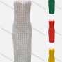 Wholesale Women's Knitted Sleeveless V Neck Plain Hollow Out Maxi Cover Up Dress 2434# preview