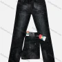 Wholesale Men's Button Zipper Pockets Labelled Frayed Plain Jean 878# preview