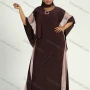 Wholesale Women's Elegant Plus Size Batwing Sleeve Round Neck Mesh Splicing Kaftan Dress With Scarf preview