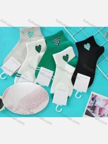 Wholesale Boys Comfy Checkerboard Heart Print Crew Ankle Socks(10 Piece of Pack), LIUHUA CLOTHING WHOLESALE
