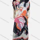 Wholesale Women's African Vintage V Neck Bat Sleeve Plants Print Kaftan Dress Black Clothing Wholesale Market Liuhua