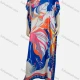 Wholesale Women's African Vintage V Neck Bat Sleeve Plants Print Kaftan Dress Blue Clothing Wholesale Market Liuhua