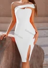 Wholesale Women's Asymmetrical One Shoulder Glamorous Plain Slit Hem Knee Length Sexy Cocktail Dress - Liuhuamall