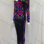 Wholesale Women's Casual Long Sleeve Abstract Pattern Zipper Hooded Jacket&Pants Sets preview