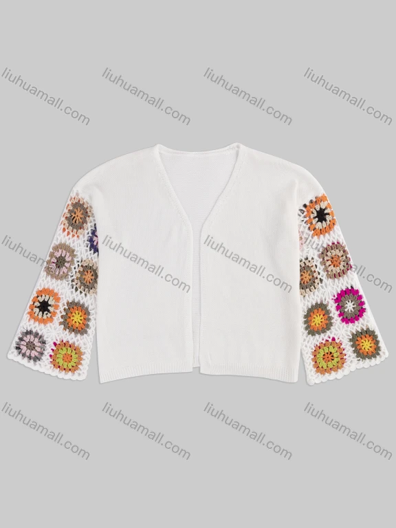 Wholesale Women's Casual Long Sleeve Hollow Out Crochet Cover Up Cardigan L08#