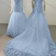 Wholesale Women's Glamorous Sweetheart Sleeveless Sequin Lace Up Back Appliques Wedding Dress 8013# Light Blue Clothing Wholesale Market Liuhua