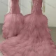 Wholesale Women's Glamorous V Neck Sleeveless Sequin Lace Up Backless Appliques Wedding Dress 8030# Pale Violet Red Clothing Wholesale Market Liuhua