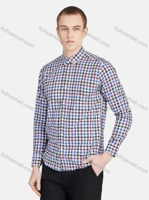 Wholesale Men's Casual Collared Long Sleeve Button Down Plaid Shirt 7-31#, LIUHUA CLOTHING WHOLESALE