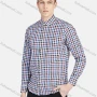 Wholesale Men's Casual Collared Long Sleeve Button Down Plaid Shirt 7-31# preview