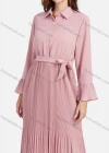Wholesale Women's Casual Plain Button Down Pleated Maxi Shirt Dress With Belt - Liuhuamall