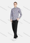 Wholesale Men's Casual Collared Long Sleeve Button Down Plaid Shirt 7-31# - Liuhuamall