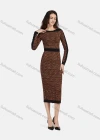 Wholesale Women's Business Crew Neck Long Sleeve Peplum Greek Key Midi Dress 1201# - Liuhuamall