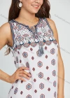 Wholesale Women's Sleeveless Keyhole Neck Allover Print Maxi Dress - Liuhuamall