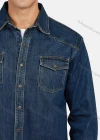 Wholesale Men's Casual Plain Long Sleeve Button Down Denim Jackets - Liuhuamall