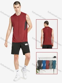 Wholesale Men's Sporty Crew Neck Short Sleeveless Colorblock Tank Top , LIUHUA CLOTHING WHOLESALE