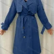 Wholesale Women's Lapel Straps Long Sleeve Buckled Cuff Double Breasted Belted Plain Long Trench Coat 43# Clothing Wholesale Market Liuhua