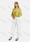 Wholesale Women's Casual V Neck Long Sleeve Shirred Ruffle Trim Twist Plain Blouse - Liuhuamall