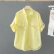 Wholesale Women's 100% Cotton Solid Color Short Sleeve Shirt, 2026 New Summer Loose Thin Design Blouse Casual Outerwear Top Yellow Clothing Wholesale Market Liuhua