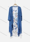 Wholesale Women's Casual 2 Piece Crew Neck Tropical Print Sleeveless Dress & Plain Cardigan 050# - Liuhuamall