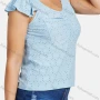 Wholesale Women's Casual V Neck Ruffle Sleeve Ruched Hollow Out Tops preview