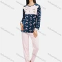 Wholesale Women's Comfy Lounge Long Sleeve Cartoon Star Pattern Top & Pant Pajama Sets preview