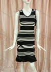 Wholesale Women's Casual Round Neck Ruffle Hem Striped Tank Dress - Liuhuamall