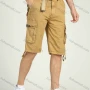 Wholesale Men's Solid Color Flap Pockets Belted Cargo Shorts preview