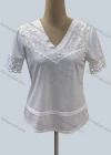 Wholesale Women's Casual V Neck Short Sleeve Hollow Out Blouse - Liuhuamall