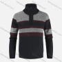 Wholesale Men's Casual Lapel Long Sleeve Colorblock Quarter Zip Pullover Knit Top preview