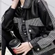 Wholesale Women's Casual Collared Long Sleeve Flap Pockets Leather Jacket Black&Gray Clothing Wholesale Market Liuhua