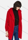 Wholesale Women's Casual Plain Zipper Warm Sherpa Hooded Long Cardigan - Liuhuamall