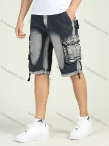 Wholesale Men's Distressed Faded Flap Pockets Cargo Shorts, LIUHUA CLOTHING WHOLESALE