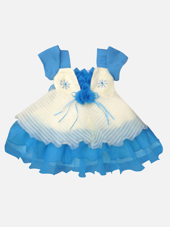 Girls Lovely Square Neck 3D Floral Zipper Back Layered Flower Dress, Clothing Wholesale Market -LIUHUA, KIDS-BABIES