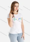 Wholesale Women's Casual Short Sleeve Round Neck Colorful Letter Print Tee - Liuhuamall