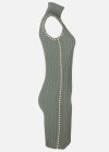Wholesale Women's Elegant Turtleneck Sleeveless Rib-Knit Pencil Cocktail Dress - Liuhuamall