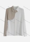 Wholesale Women's Casual Long Sleeve Collared Button Down Colorblock Splicing Plain Shirts 294547# - Liuhuamall