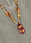 Wholesale Women's Notched Neck Hanky Hem Midi Tank Dress With Wooden Fox Beads Necklace - Liuhuamall