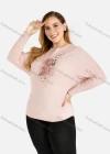 Wholesale Women's Lace 3D Floral Appliques Round Neck Long Sleeve Pullover Knit Top - Liuhuamall