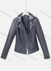Wholesale Women's Casual Lapel Long Sleeve Zipper Plain Leather Crop Biker Jacket - Liuhuamall