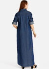 Wholesale Women's Plus Size Causal Stand Collar Button Front Maxi Denim Shirt Dress - Liuhuamall
