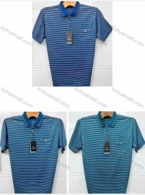 Wholesale Men's Causal Striped Patch Pocket Short Sleeve Polo Shirt, LIUHUA CLOTHING WHOLESALE