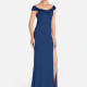 Women's Elegant Off Shoulder Plain Splicing Sequin Split Thigh Maxi Mermaid Evening Dress 9056# Blue Clothing Wholesale Market -LIUHUA