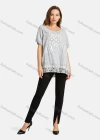 Wholesale Women's Casual Round Neck Short Sleeve Sequin Hollow Out Bronzed Print Plain Tunic - Liuhuamall