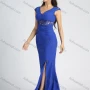 Wholesale Women's Cap Sleeve Guipure Lace Side Slit Sweetheart Collar Mermaid Hem Maxi Cocktail Dress preview