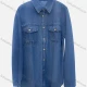 Wholesale Women's Casual Collared Plain Flap Pockets Button Down Curved Hem Denim Overshirt Dark Blue Clothing Wholesale Market Liuhua